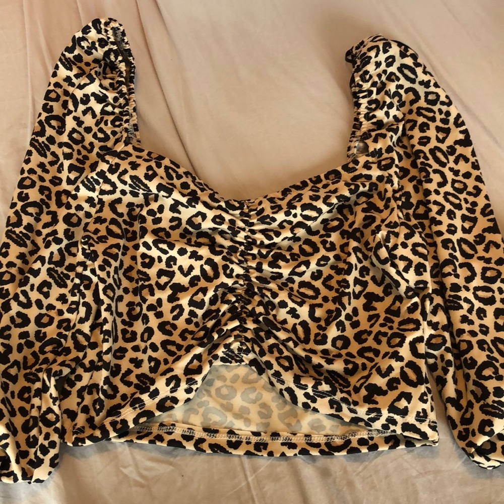 Forever 21 Cheetah Cropped Long Sleeve